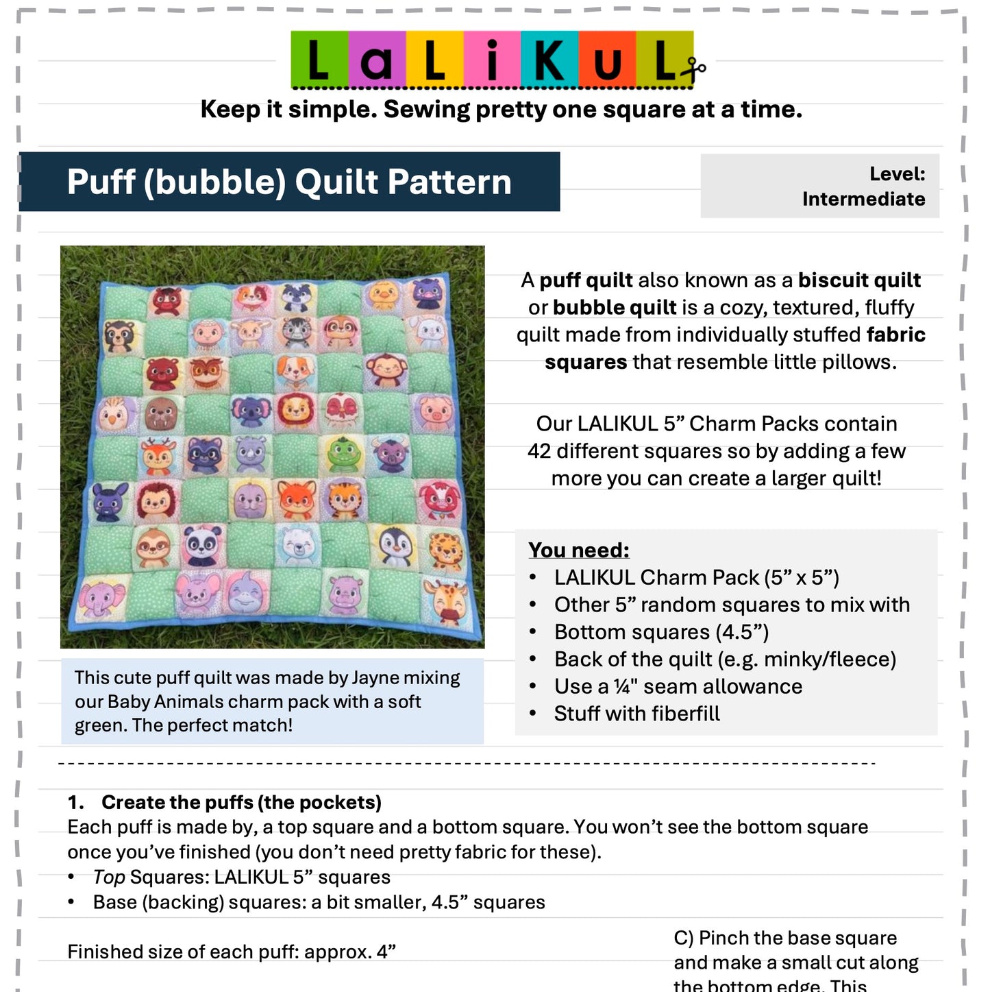 Puff (Bubble) Quilt Pattern