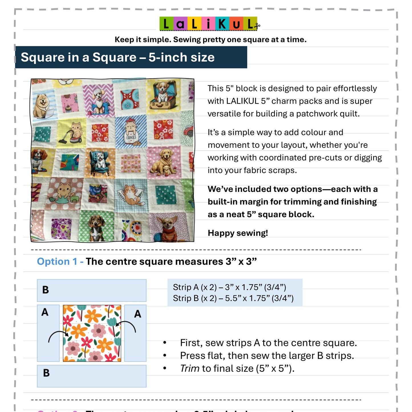 Square in a Square 5" Block Pattern